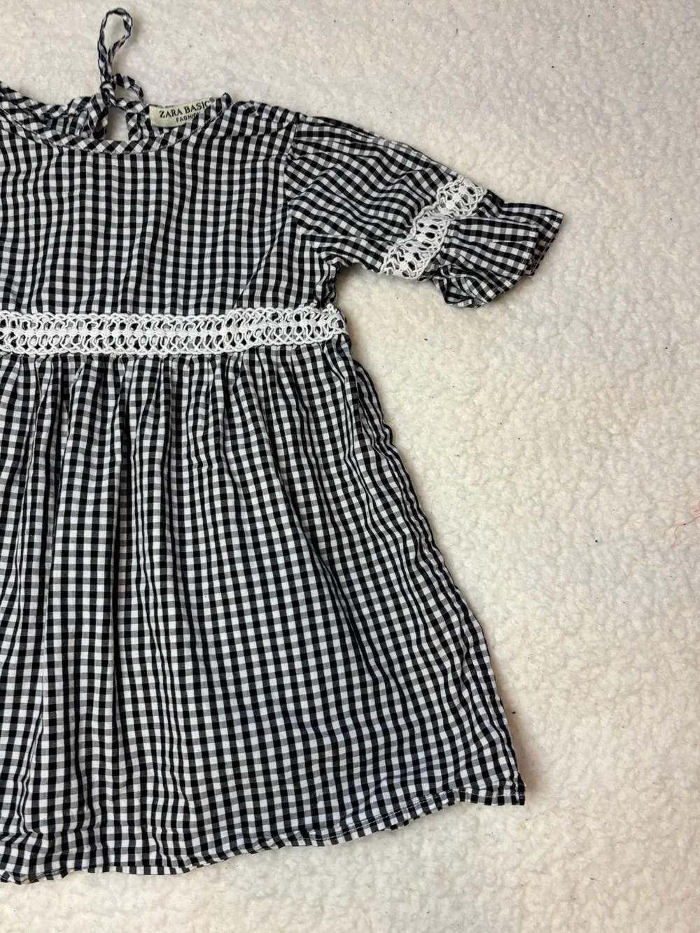 Zara Basic Girl Black and White Gingham A-line Dress